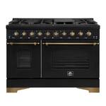Forno Appliances - Antico 5.5 Cu. Ft. Freestanding Double Oven Gas Range with Antique Brass Accents - Black