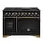 Forno Appliances - Antico 5.5 Cu. Ft. Freestanding Double Oven Gas Range with Antique Brass Accents - Black