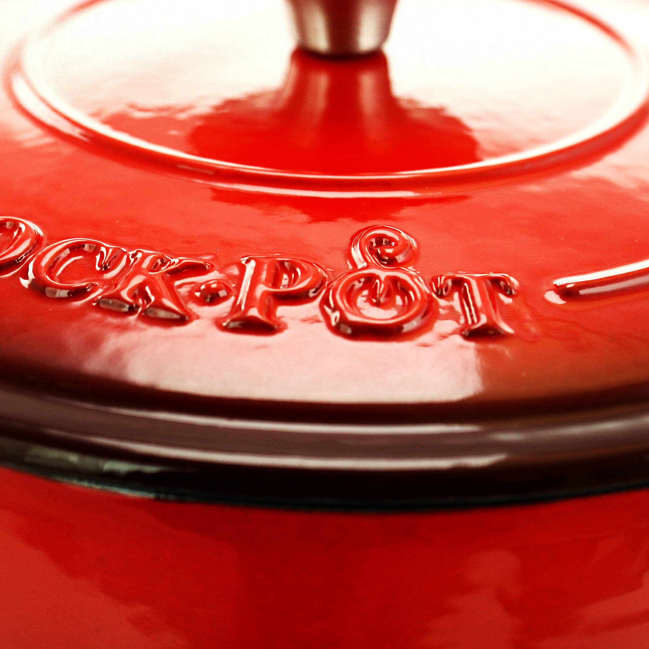 Alt View 3. Crock-Pot - Crock-pot Artisan 3 Quart Enameled Cast Iron Casserole with Lid in Gradient Red - Gradient Red.