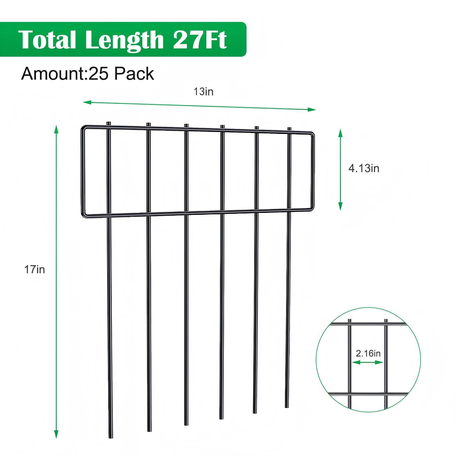 Total Length 27Ft  
Amount: 25 Pack  
13in  
4.13in  
17in  
2.16in