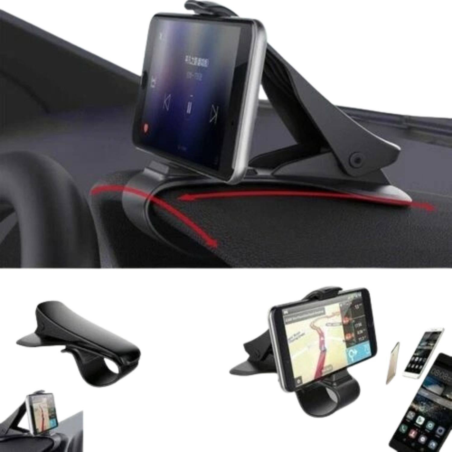 Angle. Home Collection - Universal Car Dashboard Mount Holder Stand Clamp Cradle Clip for Cell Phones – 360° Adjustable Hands - Black.