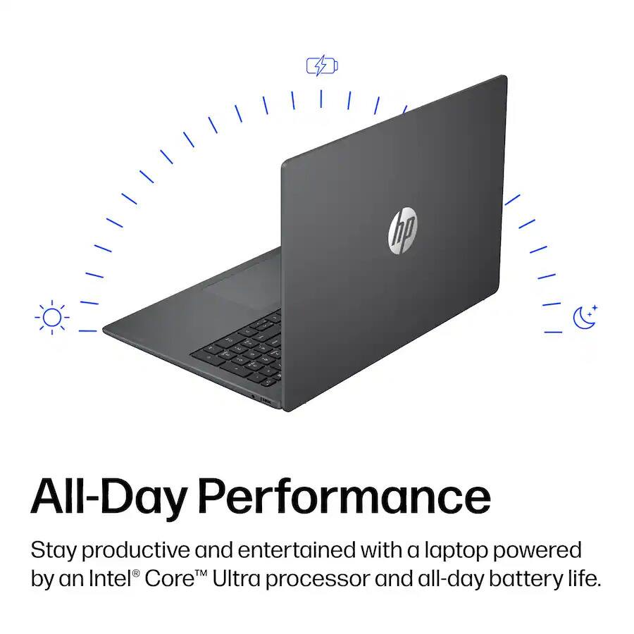 hp

2 AM M C TO
& 
All-Day Performance
Stay productive and entertained with a laptop powered by an Intel Core Ultra processor and all-day battery life.