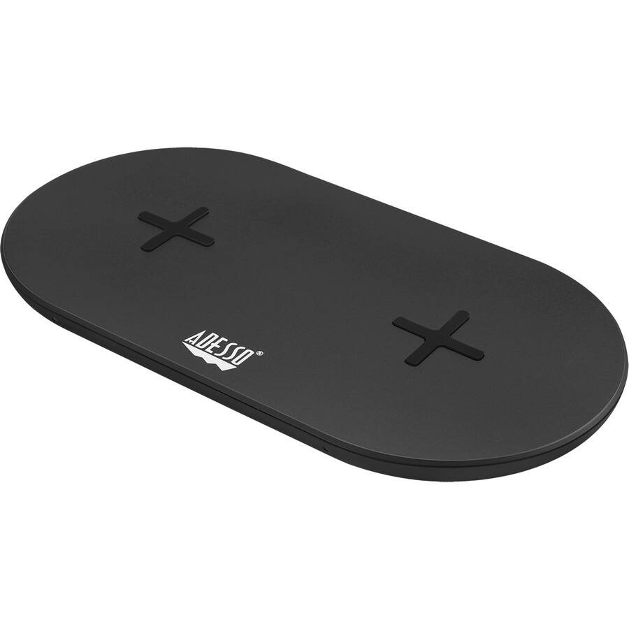 Alt View 3. Adesso - Adesso 15W Max Qi-Certified Dual 2-Coil Wireless Fast Charging Pad - 12 V DC Input - Overcharge Protection - Black.