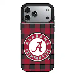 Keyscaper - NCAA - Alabama Crimson Tide Plaid Magnetic Bump iPhone Case - 15 - Black
