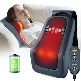 Comfier - Cordless 3D Shiatsu Deep Kneading Back Massager for Back & Neck Pain Relief - Black