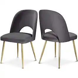 Meridian Furniture - Logan Grey Velvet Dining Chair, Set of 2 - Gray