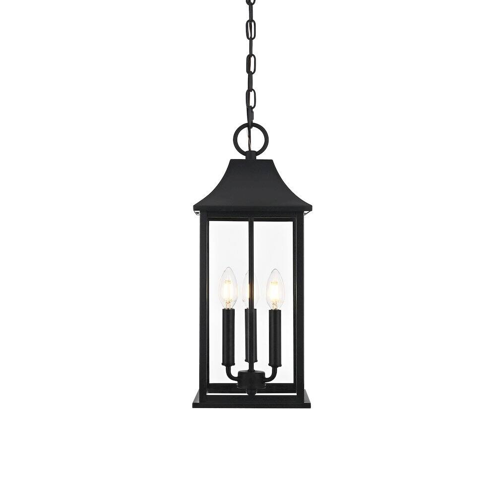 Left. Elegant Lighting - Shepard 8 x 20.5 inch Outdoor Pendant in Black - Black.