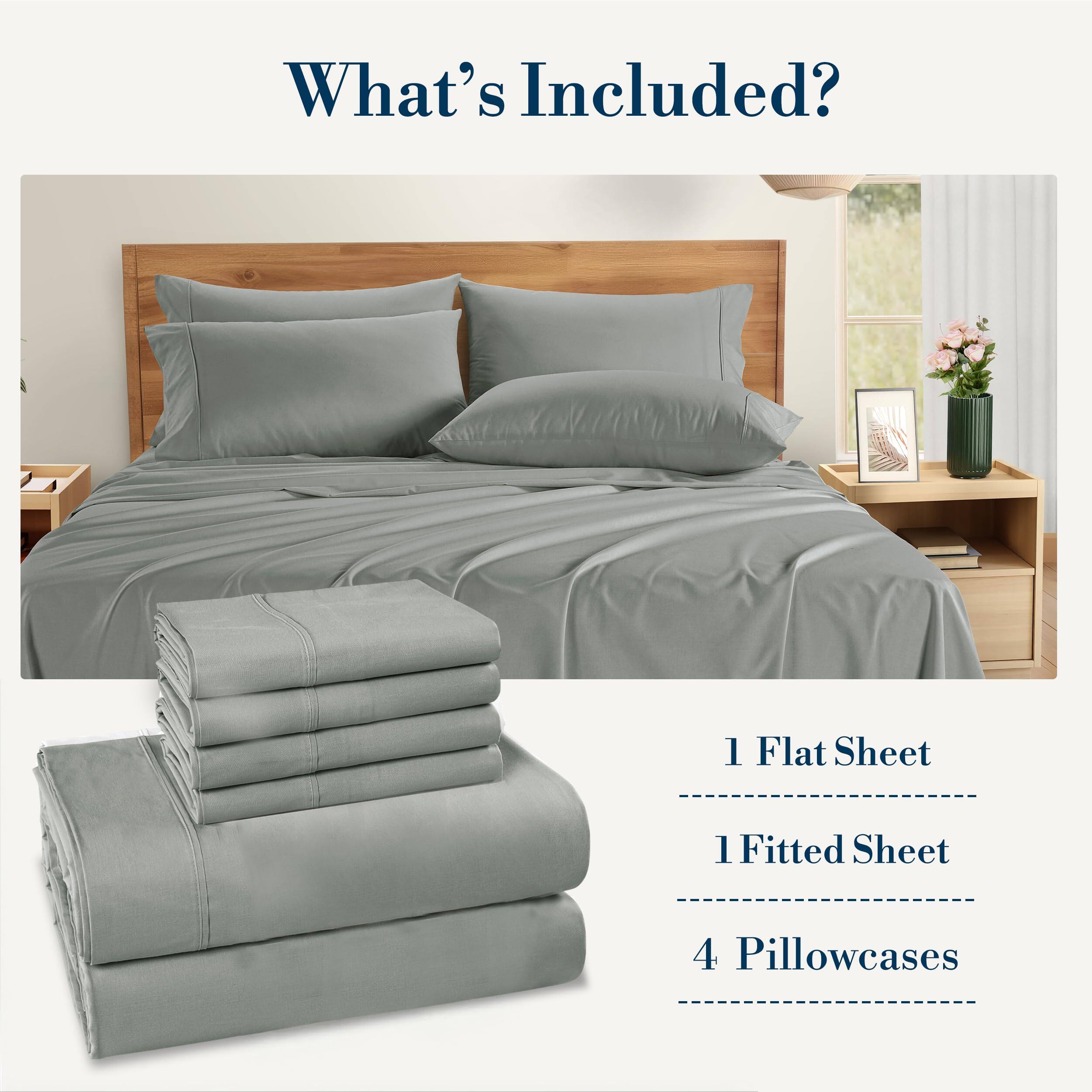 What's Included?

1 Flat Sheet  
1 Fitted Sheet  
4 Pillowcases