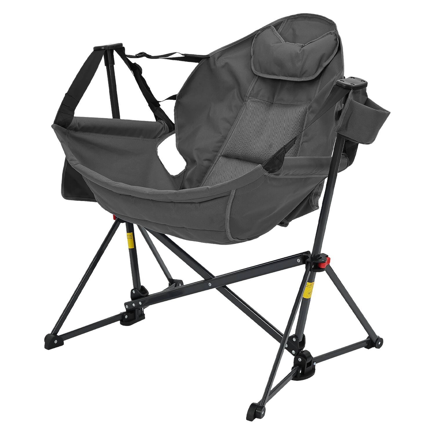 Ainfox - Oversized Camping Folding Chair, Portable Heavy Duty Swing Chair Hammock - Gray