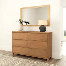 Plank+Beam - Modern Farmhouse 6 Drawer Dresser, Pecan Wirebrush - Pecan Dip