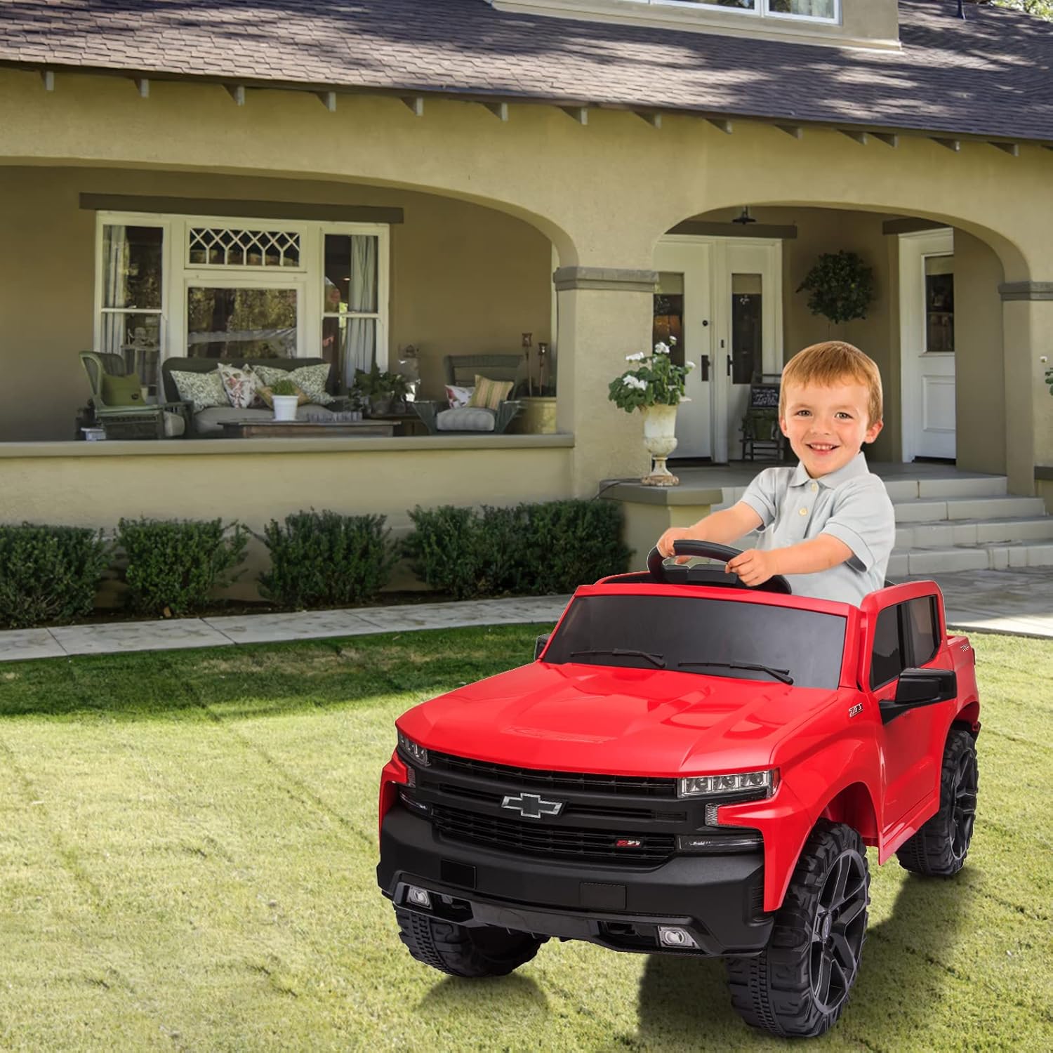 Alt View 2. GARVEE - 12V Licensed Chevrolet Silverado Ride On Truck, Ride on Car with R/C, Battery Powered Truck Bed Storage,Red - Red.