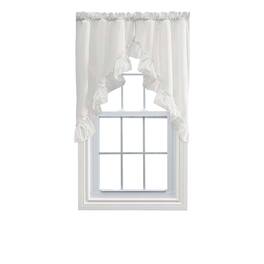 Ellis Curtain - Ellis Stacey 1.5" Rod Pocket High Quality Fabric Solid Color Window Ruffled Swag 60"x38" - Ice cream