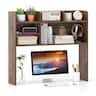 Costway - 3-Tier Desktop Bookshelf with 6 Shelves Desk Organizer for Computer Desk - Rustic Brown