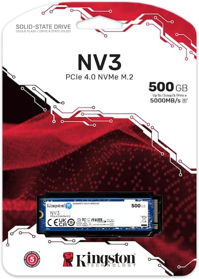 Kingston NV3 M.2 2280 500GB PCIe 4.0 x4 NVMe Internal Solid State Kingston NV3 M.2 2280 500GB PCIe 4.0 x4 NVMe Internal Solid State