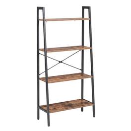 JJS - Industrial 4-Tier Bookshelf - Brown