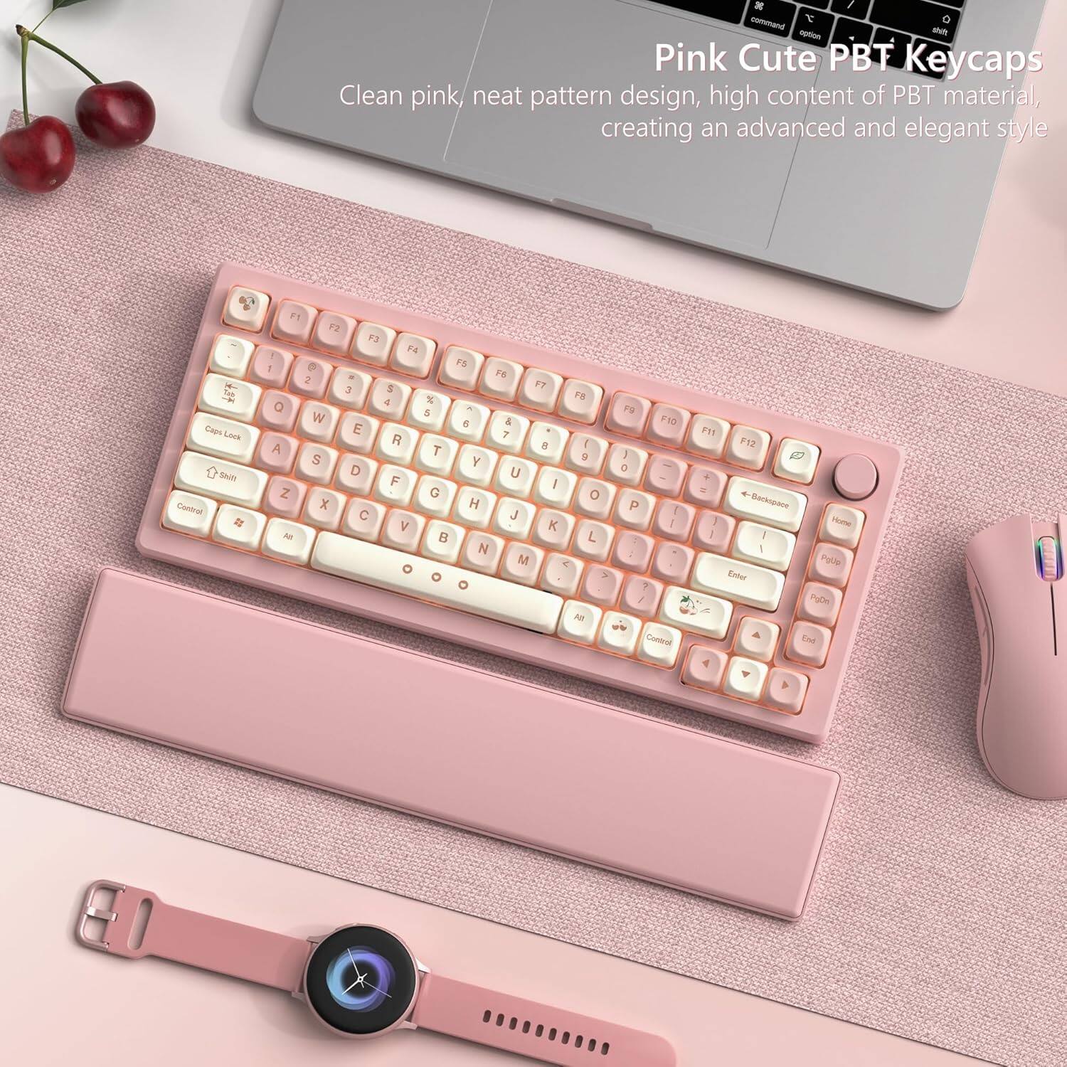 Pink Cute PBT Keycaps

Clean pink, neat pattern design, high content of PBT material, creating an advanced and elegant style