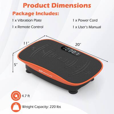 Costway Vibration Plate Exercise Machine with 10 Speed Intensities Remote for Home Fitness Orange+Black Costway Vibration Plate Exercise Machine with 10 Speed Intensities Remote for Home Fitness Orange+Black