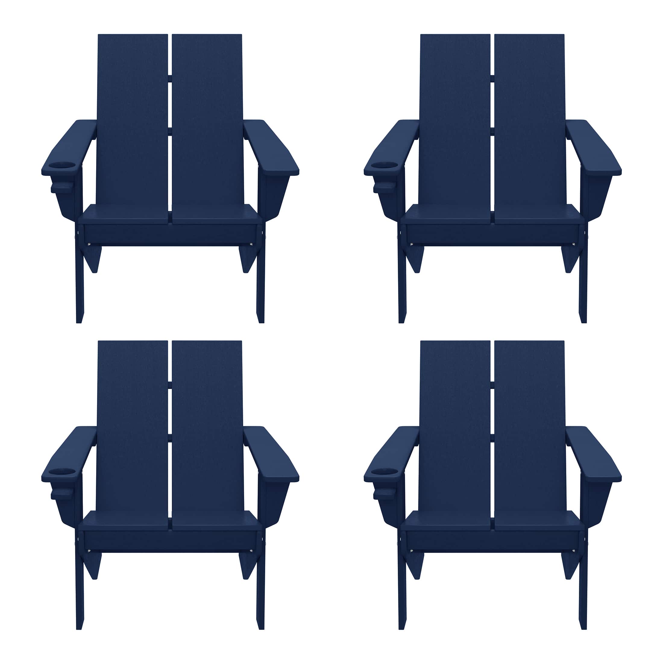 WestinTrends - Riviera Outdoor HDPE Modern Adirondack Chair with Cup Holder (Set of 4) - Navy Blue price history on PriceWatchPro