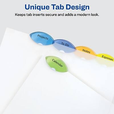 Unique Tab Design  
Keeps tab inserts secure and adds a modern look.

Projects  
To Do  
Notes  
Expenses  
Calendar