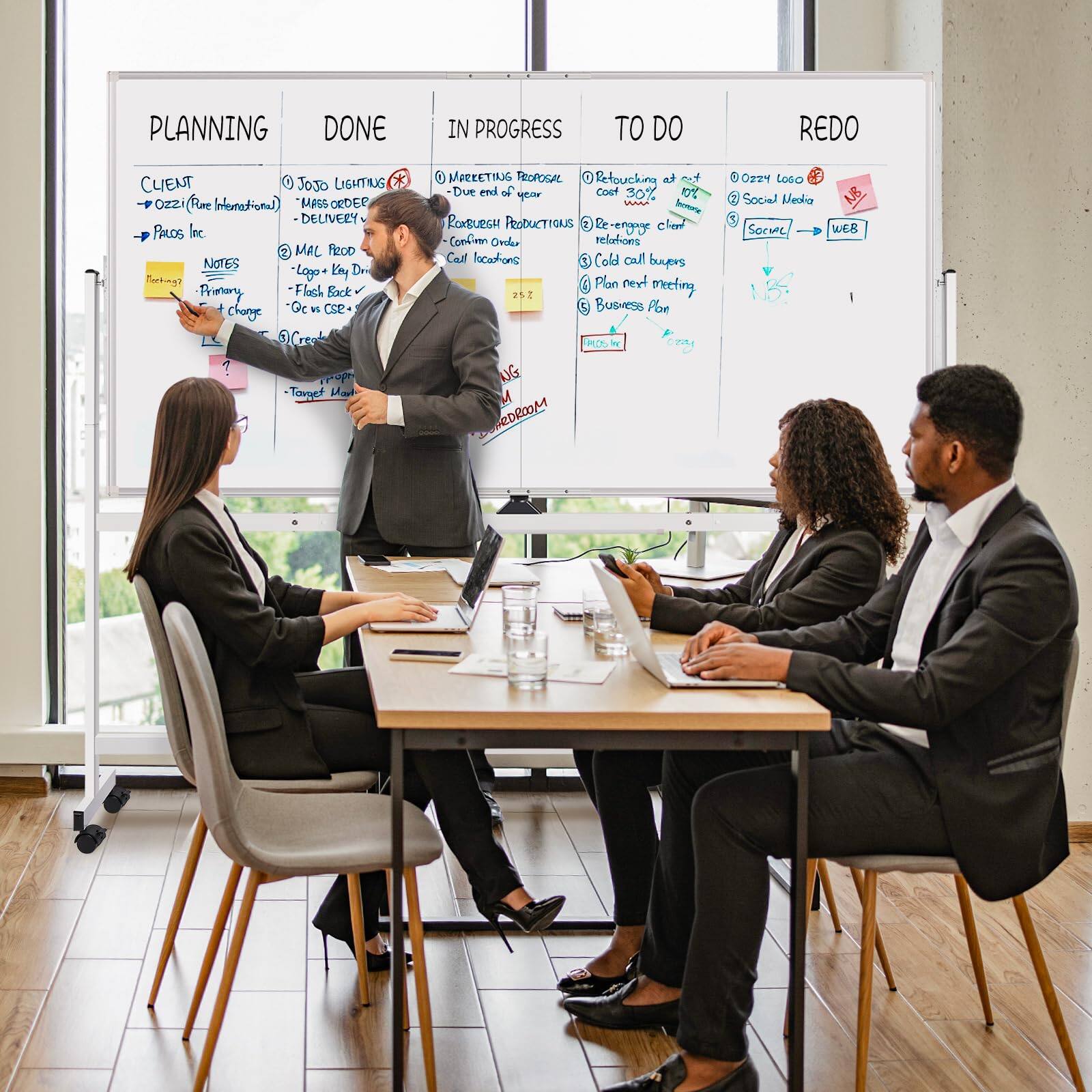 PLANNING DONE IN PROGRESS TO DO REDO

CLIENT
- Ozzi (Pure International)
- Palos Inc.

NOTES
- "uking?"
- Primary Flack Back change

CSE 3 MEETING

TO DO
- Retracking at cost 30%
- Re-engage client relations
- Cold call buyers
- Plan next meeting
- Business Plan

REDO
- Ozzi Logo
- Social Media
- Social -> WEB

OJO LIGHTING
- MASS ORDER DELIVERY
- MAL PROD
- Log + Sky Drive
- Flash Back
- CSE
- Target Market

IN PROGRESS
- Marketing Proposal
- Due end of year
- Pittsburgh Products
- Confirm Orders
- Call locations

25%