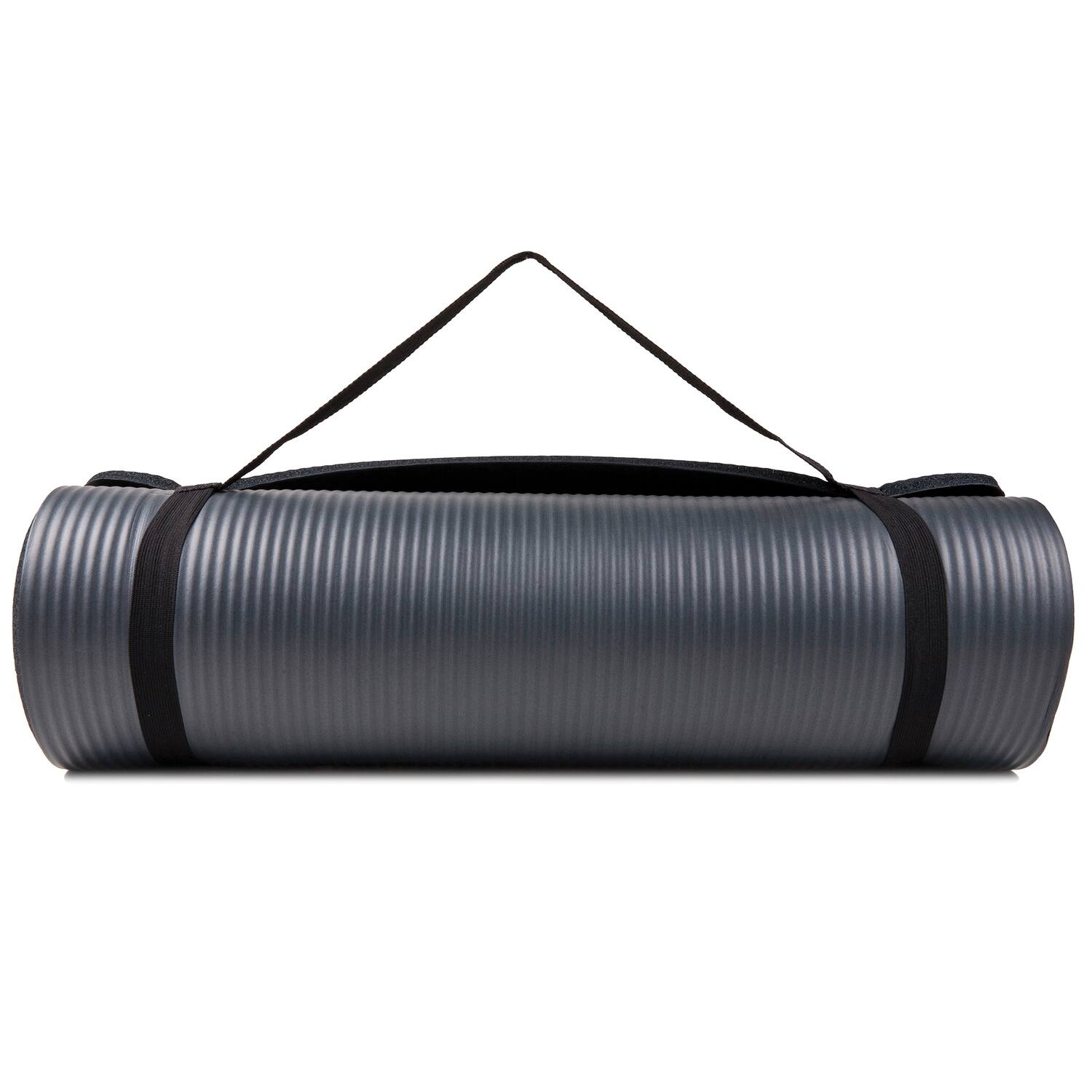 Alt View 4. GoFit - 2-Foot x 6-Foot Fitness Mat with Carrying Strap - Gray.