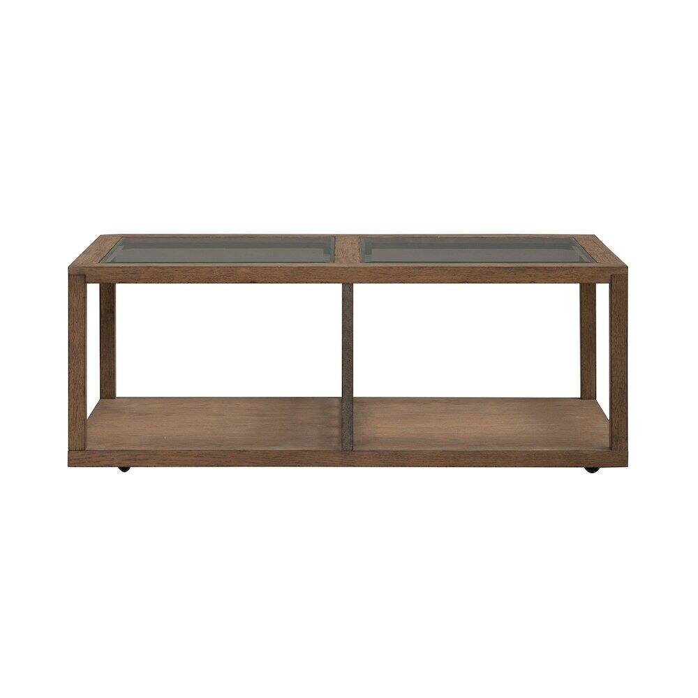 Front. Liberty Furniture Industries - Bayhill Trellis Cocktail Table for Living Room - Honey w/ Black Metal Accents - Brown.