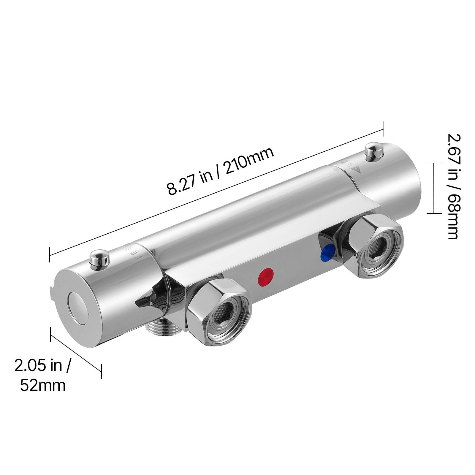 8.27 in / 210mm  
2.67 in / 68mm  
2.05 in / 52mm
