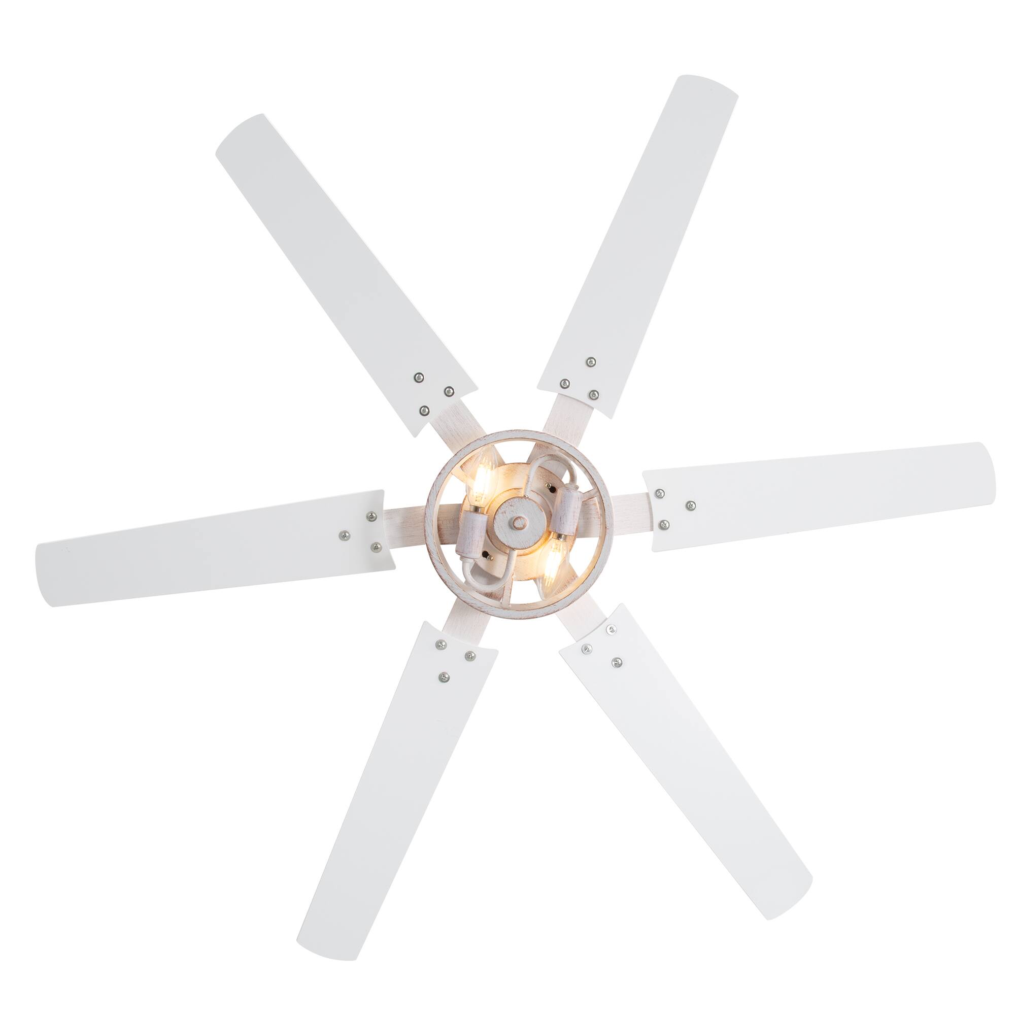 Alt View 9. Breezary - 46-In Indoor 2-Pack Ceiling Fan with 6 Plywood Blades, DC Motor, 6-Speed Remote, Timer with Memory Function - Distressed White and Gold.
