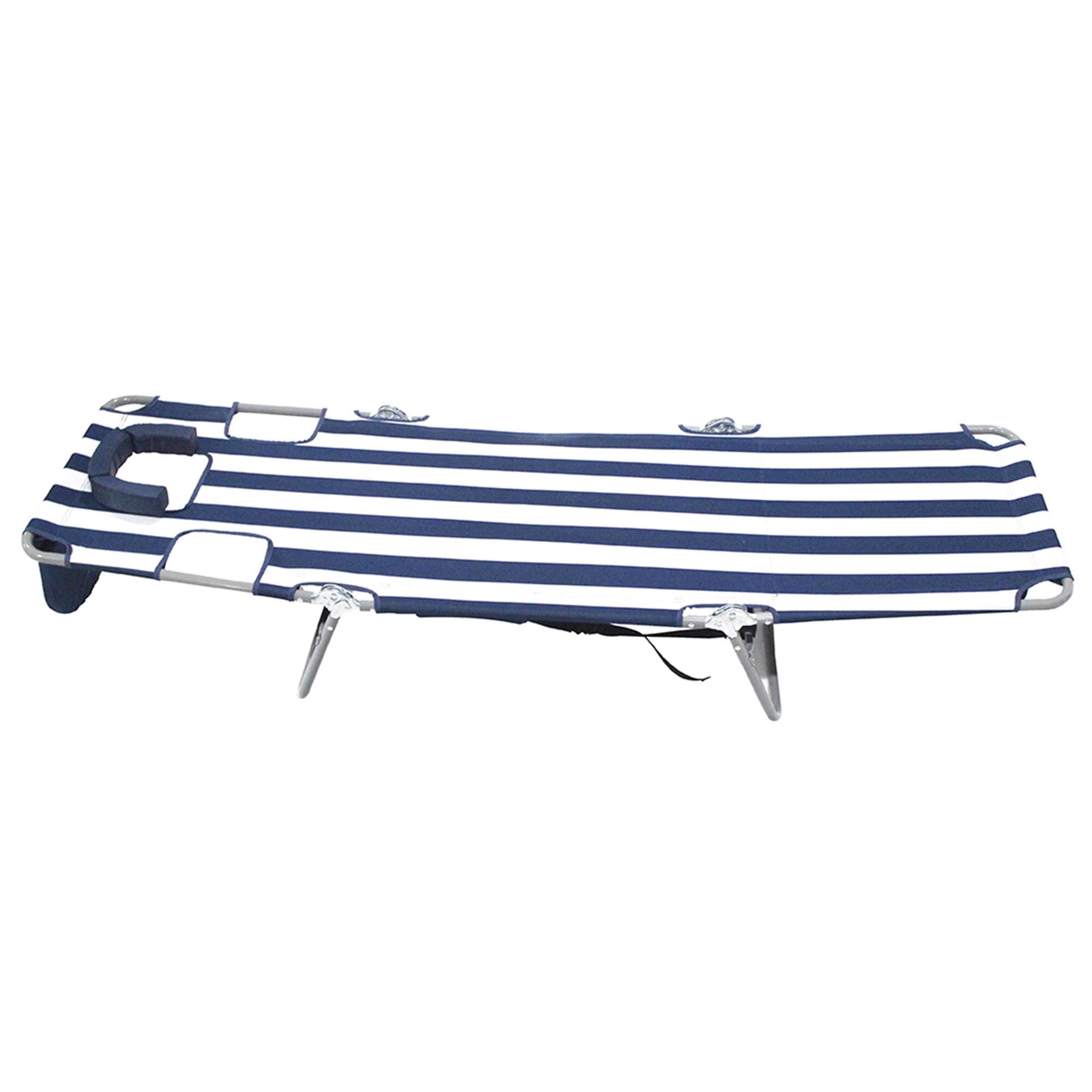 Angle. Ostrich - Outdoor Folding Backpack Facedown Chaise Lounge Chair with Storage Bag - Blue.