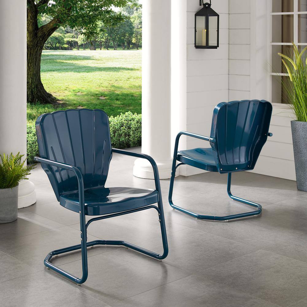 Alt View 10. Crosley Furniture - Ridgeland 2Pc Retro Outdoor Chair Set - 2 Chairs - Navy Gloss.