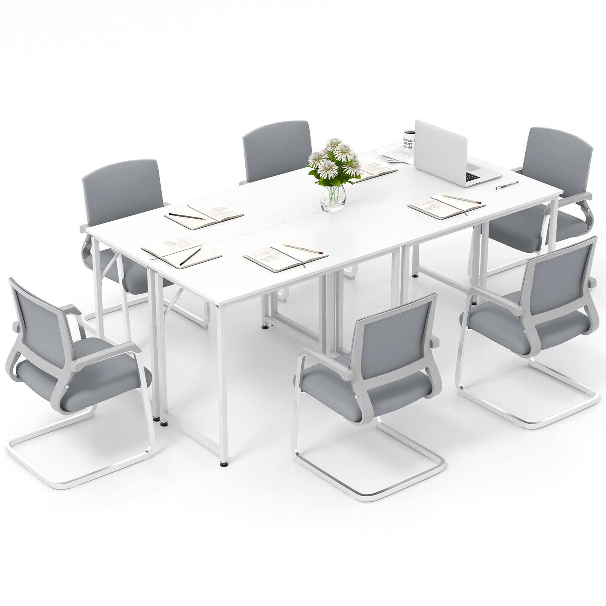 Alt View 2. Gymax - Gymax 3PCS Home Office PC Table Rectangular Meeting Room Table 40''x19.5'' w/ Metal Frame - White.