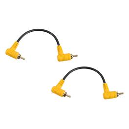 Unique Bargains - 2pcs RCA Right Angle Cable, 1 RCA Male Bend to 1 RCA Male Bend, for Subwoofer Amplifier Home Theater - Black