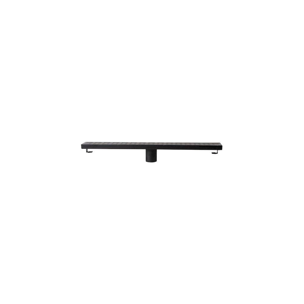 Left. Alfi - 24" Black Matte Stainless Steel Linear Shower Drain with Groove Holes - Black.