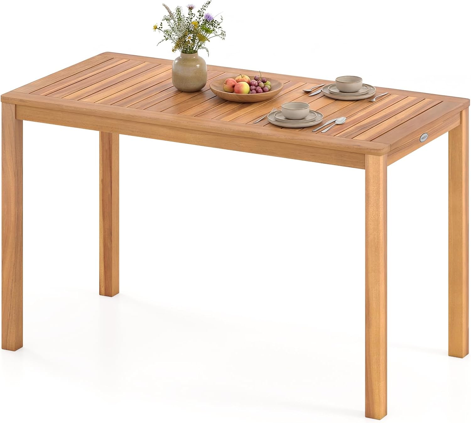 Gymax - Outdoor Acacia Wood Dining Table w/Slatted Tabletop for Garden Balcony Deck - Yellow price history on PriceWatchPro