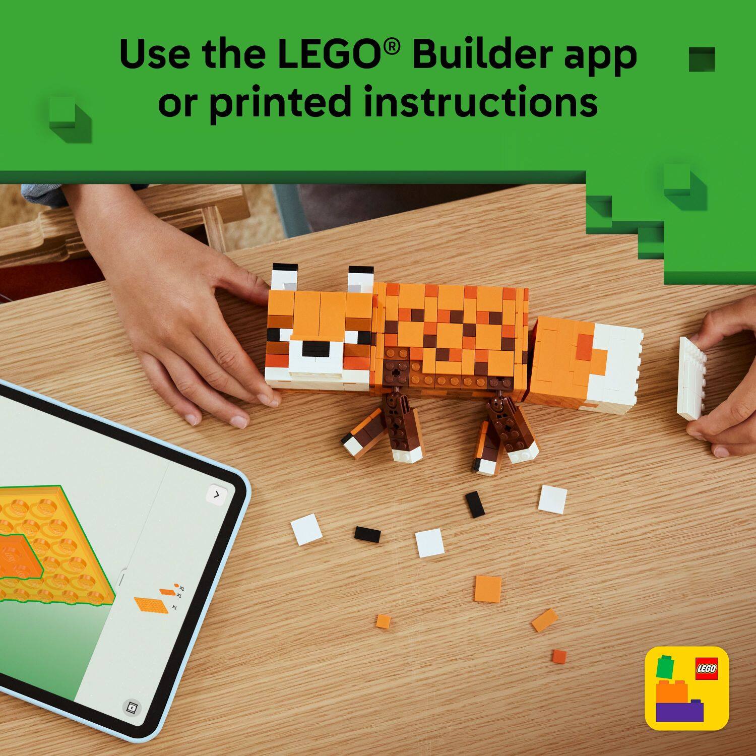 Use the LEGO® Builder app or printed instructions