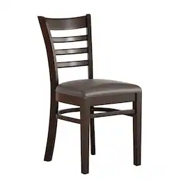 Emma + Oliver - Ladder Back Wooden Restaurant Dining Chair - Mocha Vinyl Seat/Walnut Wood Frame