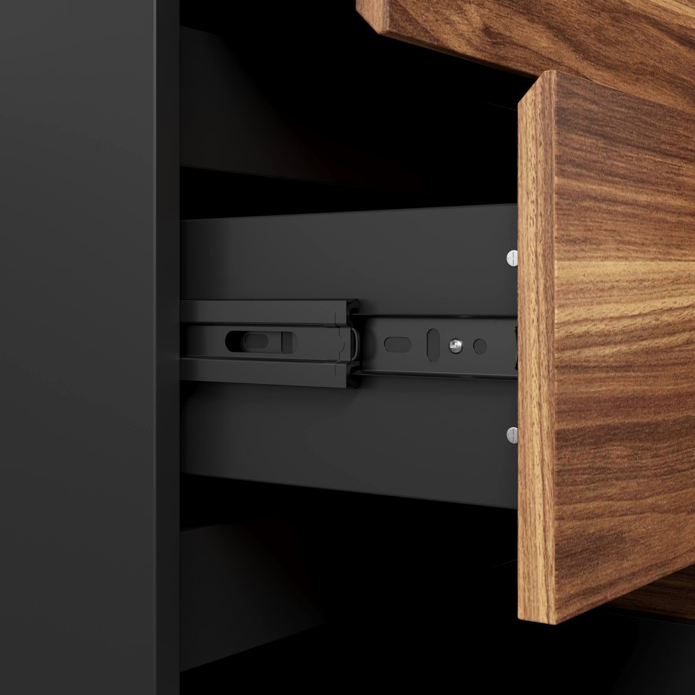 Alt View 7. FUFU&GAGA - FUFU&GAGA Industrial Reversible L - Shaped Desk – A Multifunctional Workstation for Home Offices & Gaming Setups - Brown & Black.