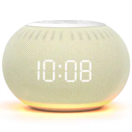 Cedar Assembly - Auto-dimmable Alarm Clock Noise Machine With Night Light 20 Sounds Sleep Timer Fabric Led Display Precise - Beige