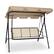 Front. Costway - Costway Outdoor Patio Swing Canopy 3 Person Canopy Swing Chair Patio Hammock - Brown.