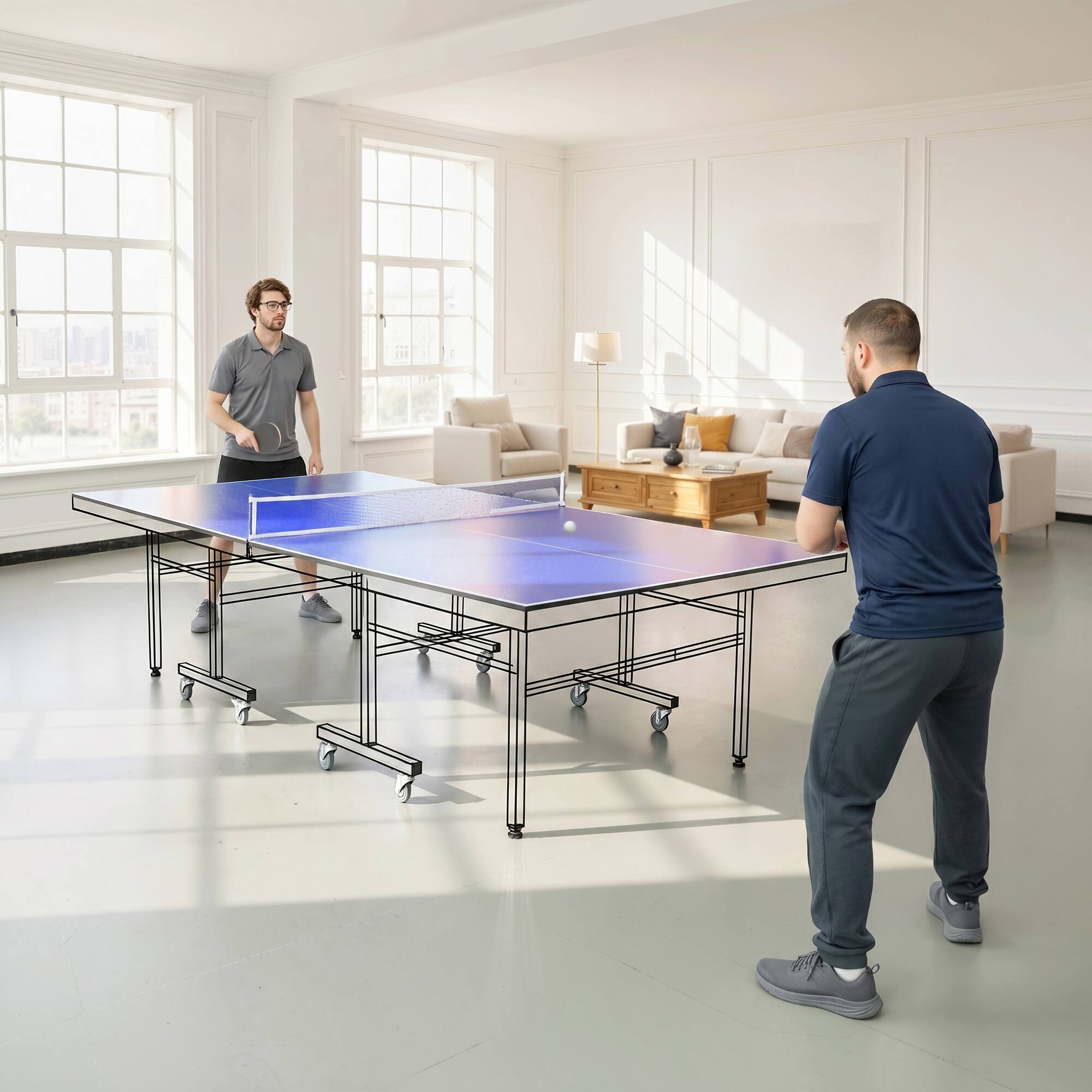 Alt View 8. Soozier - ft Folding Ping Pong Table Top for Billiard Tables, Table Tennis Conversion Top with Net - Blue.