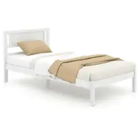 Costway Twin Wooden Platform Bed with 12 Slats Headboard & Under Bed Storage - White - Front_Zoom