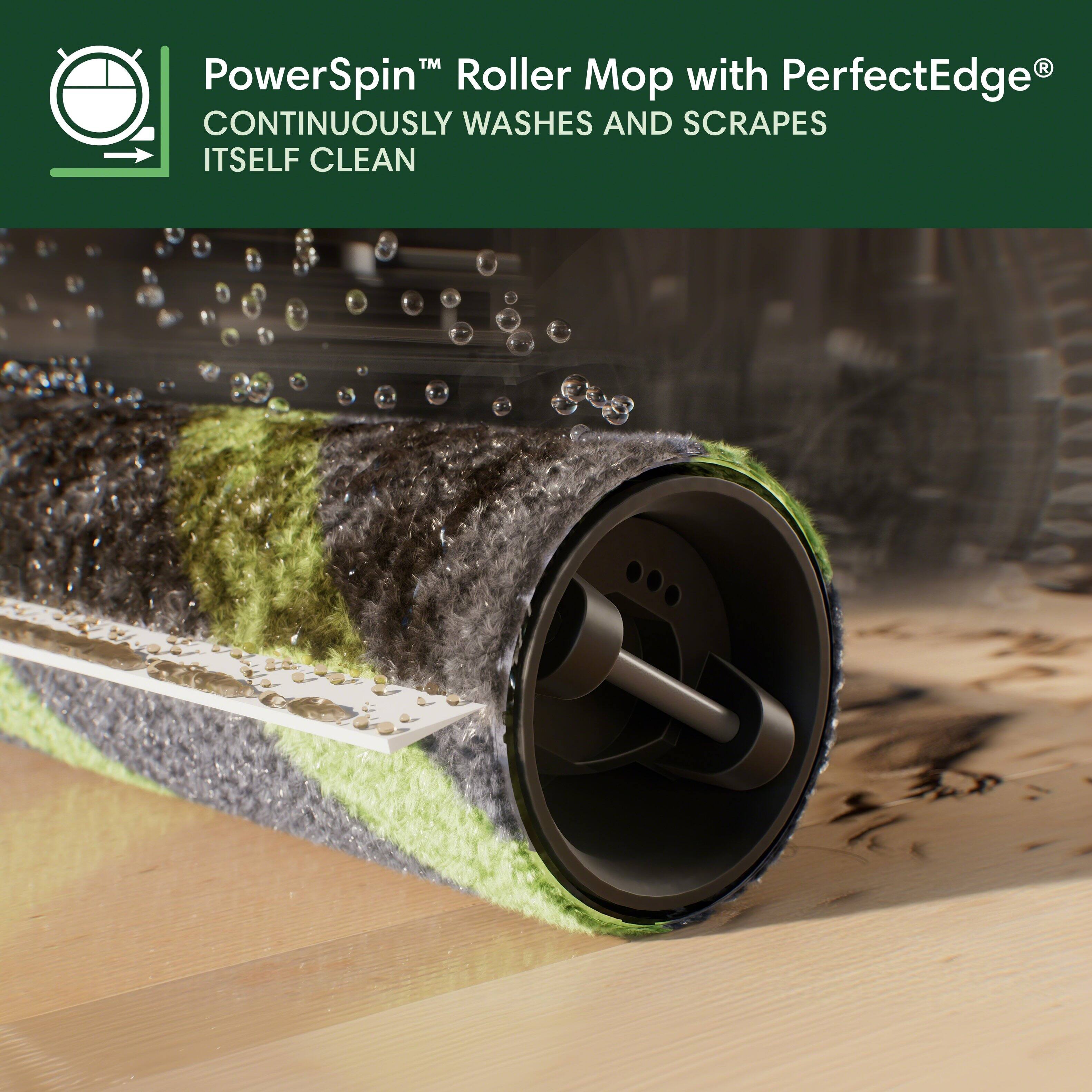 PowerSpin™ Roller Mop with PerfectEdge®  
CONTINUOUSLY WASHES AND SCRAPS ITSELF CLEAN