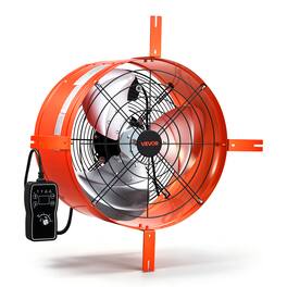 VEVOR - Gable Mount Fan, 16 in Attic Vent Exhaust Fan 2940 CFM Thermostat, Cooling and Ventilation for Home, Garage, Warehouse - Orange