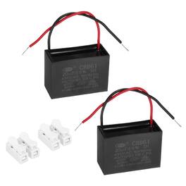 Unique Bargains - 2pcs 20uF CBB61 Ceiling Fan Capacitor, AC 450V 2 Wires with Terminal Blocks for Pump Motor Generator Blower - Black