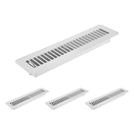 Front. Unique Bargains - 2x12 Inch Floor Vent Covers, 4pcs Heavy Duty Metal Walkable Air Vent Covers, Adjustable Air Supply Lever for Home Office - Black.