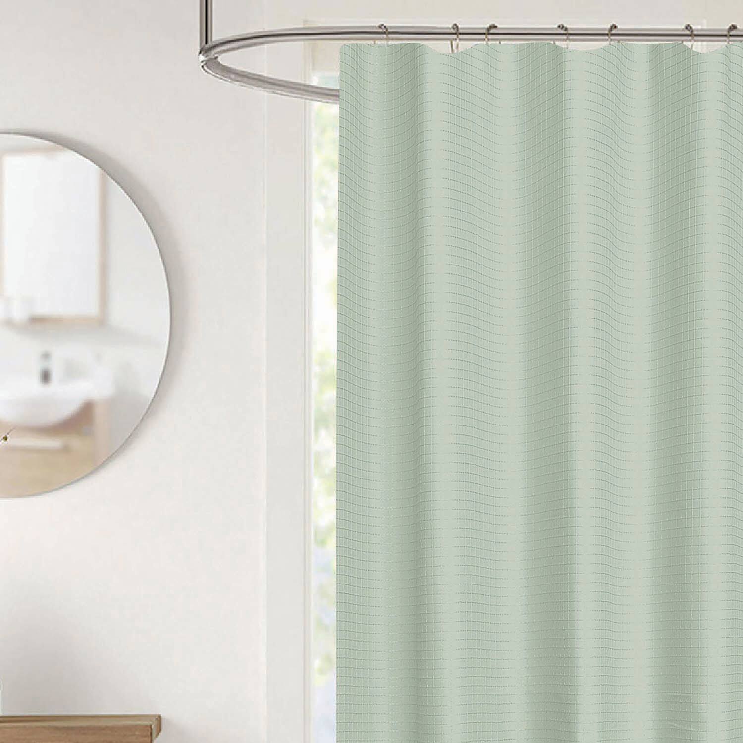 Angle. RT Designers Collection - RT Designer Collection Bliss Waffle Shower Curtain 70" x 72" Sage - Sage.