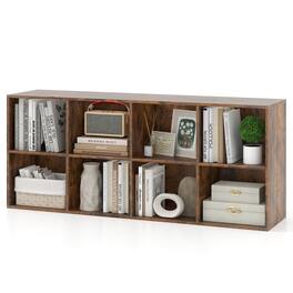 Costway - 8-Cube Bookcase Bookshelf with 2 Anti-Tipping Kits Storage Organizer - Rustic Brown
