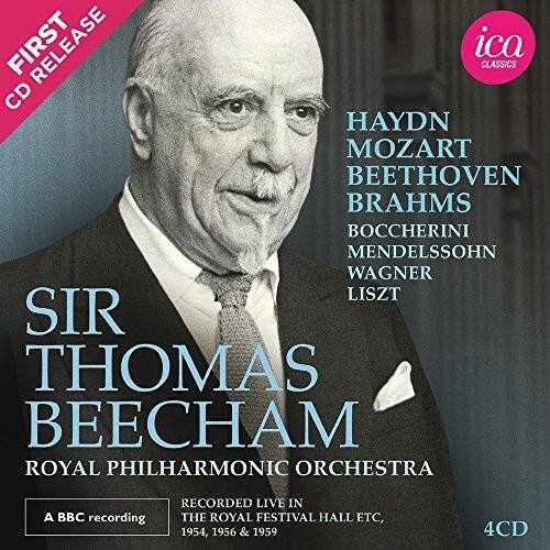 **First Release CD**

**ica CLASSICS**

**SIR THOMAS BEECHAM**

**ROYAL PHILHARMONIC ORCHESTRA**

**A BBC recording**

**Recorded live in the Royal Festival Hall etc., 1954, 1956 & 1959**

**4CD**

**HAYDN MOZART BEETHOVEN BRAHMS BOCCERINI MENDELSSOHN WAGNER LISZT**