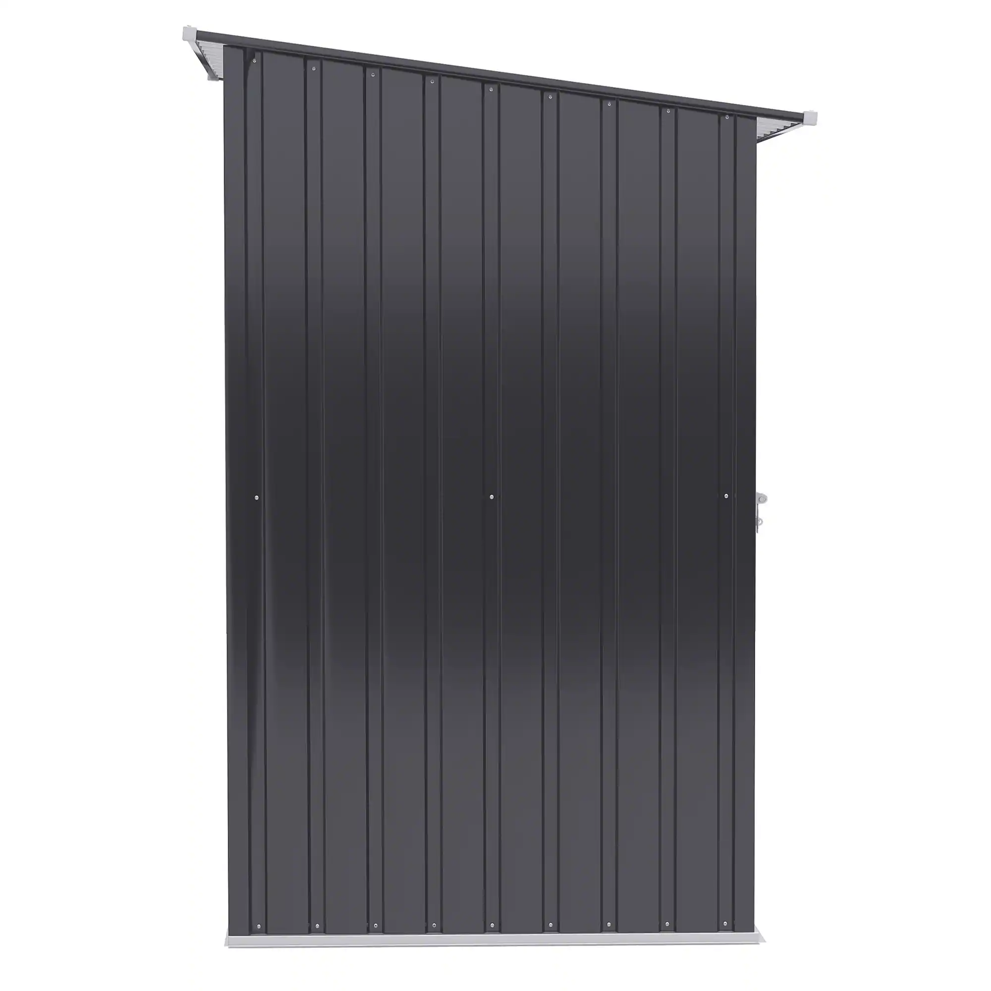 Angle. APRILSOUL - Compact Lean To Galvanized Steel Shed Lockable Ventilated Yard Storage All Weather - Dark Gray.