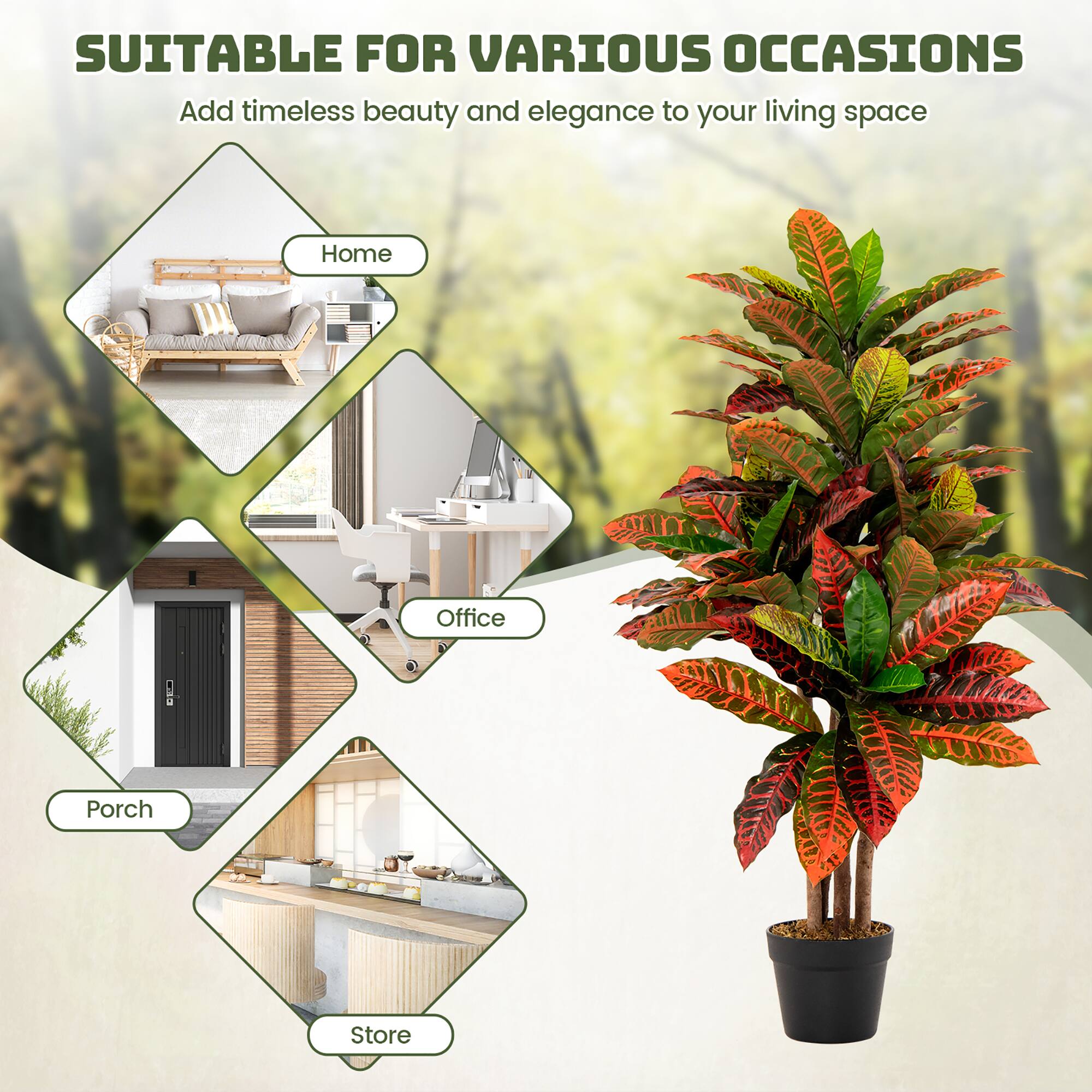 SUITABLE FOR VARIOUS OCCASIONS  
Add timeless beauty and elegance to your living space  

- Home  
- Office  
- Porch  
- Store